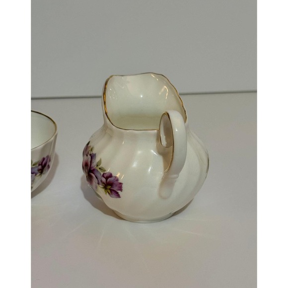 Regency English Bone China Creamer and Sugar Bowl Set Floral Design Gold Trim - Picture 2 of 6